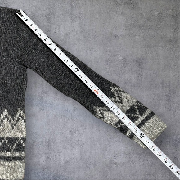 dELiA*s Fair Isle Sweater Womens L Gray White Wool Blend Nordic Knit Pullover - Picture 6 of 13